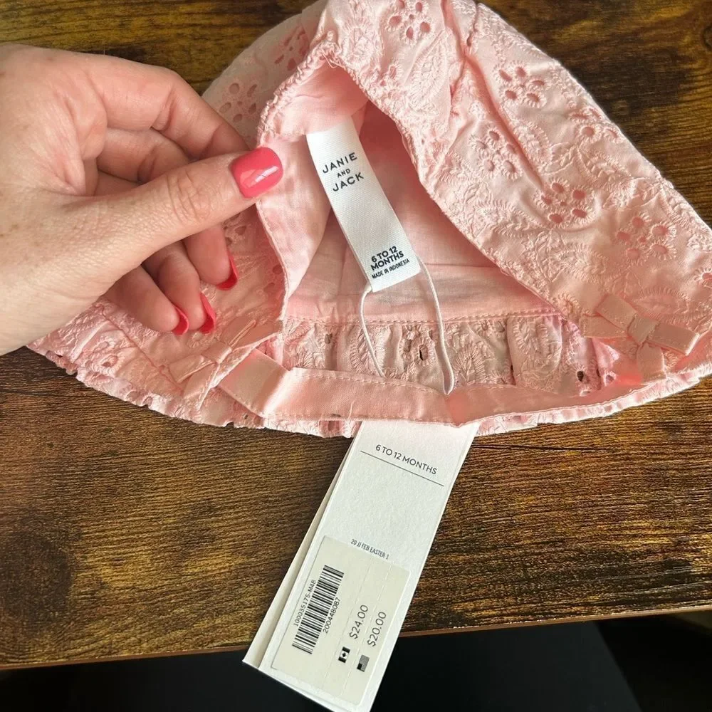 Janie and Jack Light Pink Floral Kids Hat